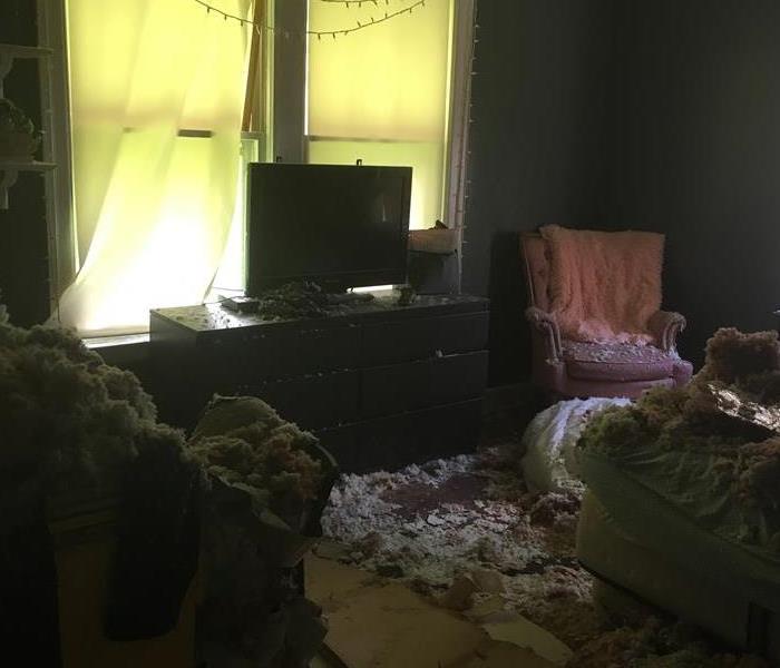 Water damaged bedroom