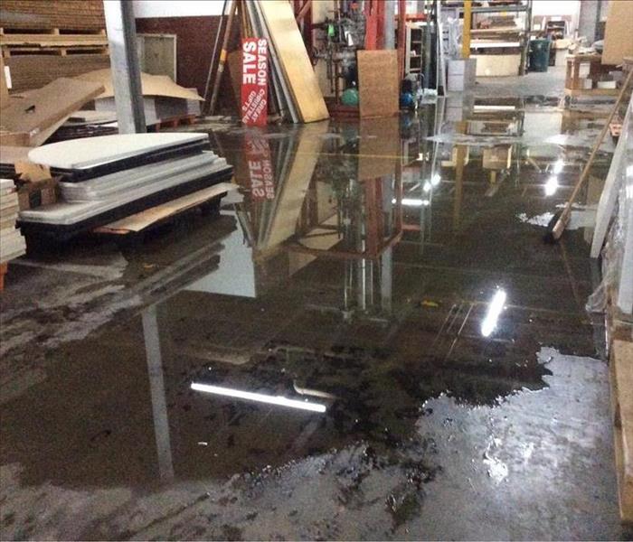 Standing water in warehouse